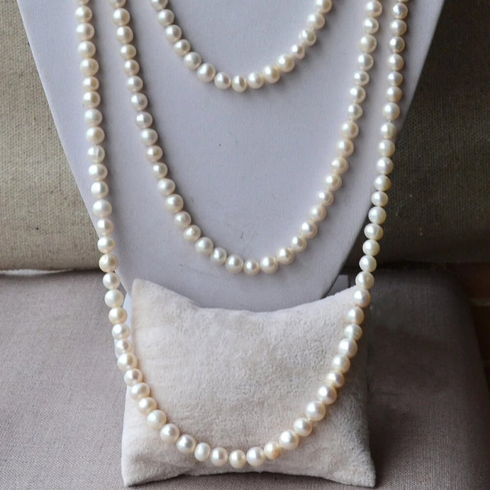 New Womens Long 74" Strand Pearl Necklace